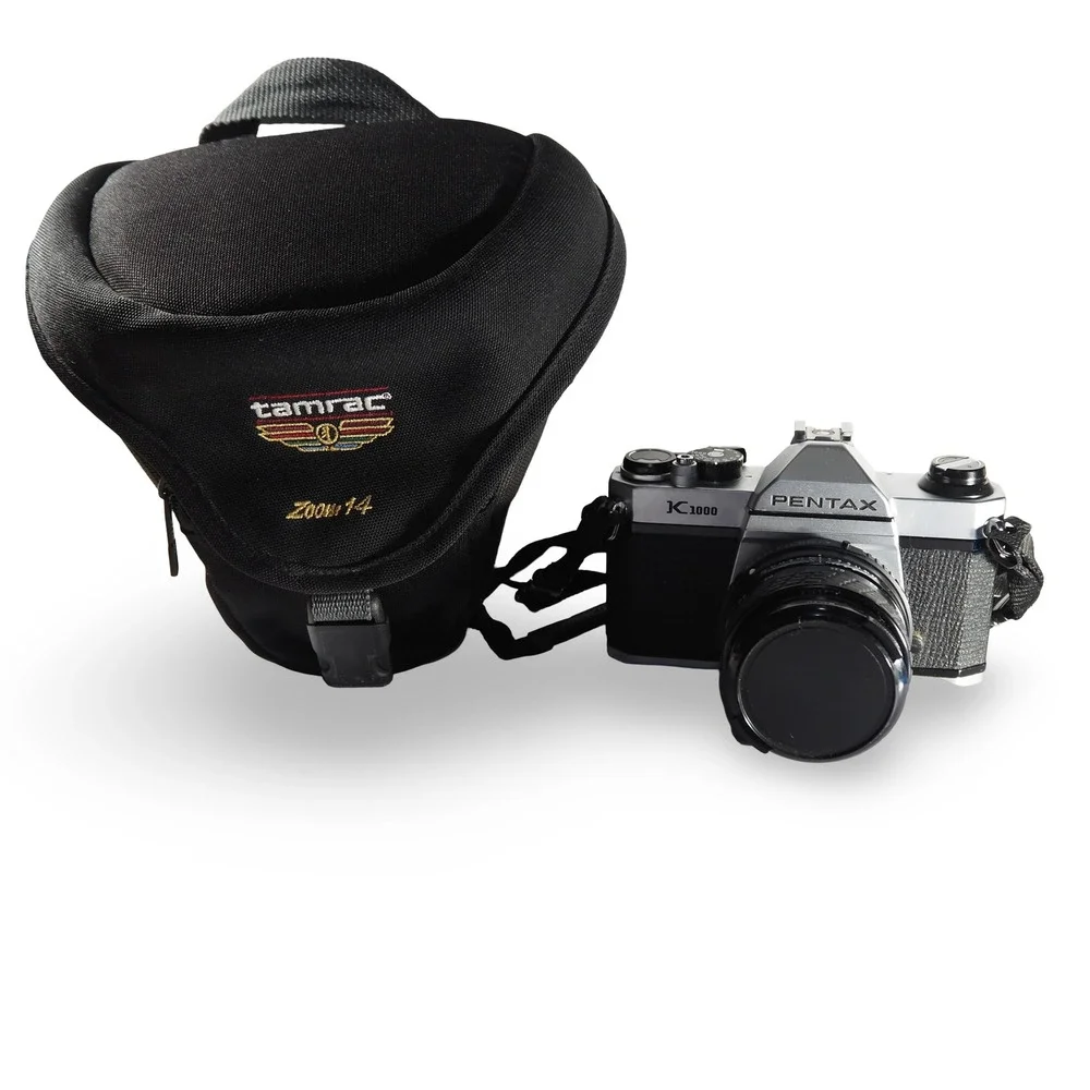 Pentax‎ K1000 35mm SLR Camera Silver Sigma 24mm f2.8 Lens Tamrac Case Bundle